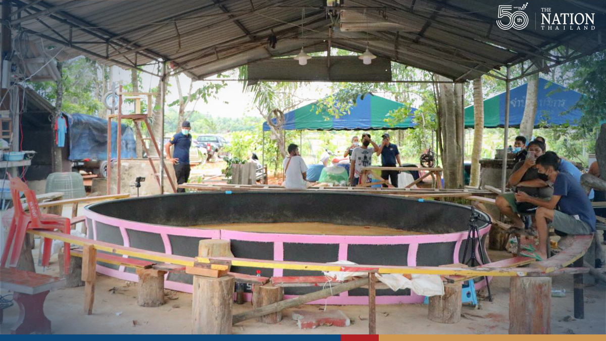 Police nabbed 10 out of some 100 gamblers during a raid on a cockfighting stadium in Phatthalung's Muang district on Monday