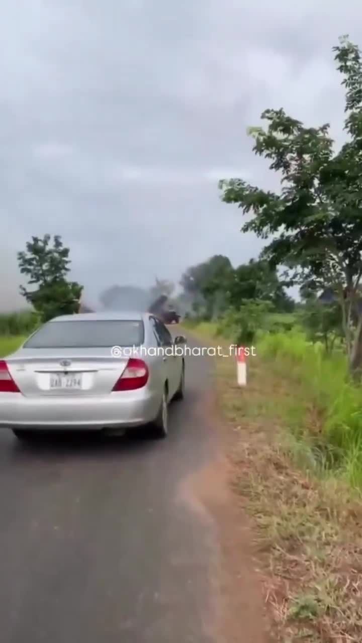 Footage showing a BM-21 Grad Multiple-Launch Rocket System (MLRS) with the Royal Cambodian Army firing this morning against position of the Thai Army on the border between Cambodia and Thailand
