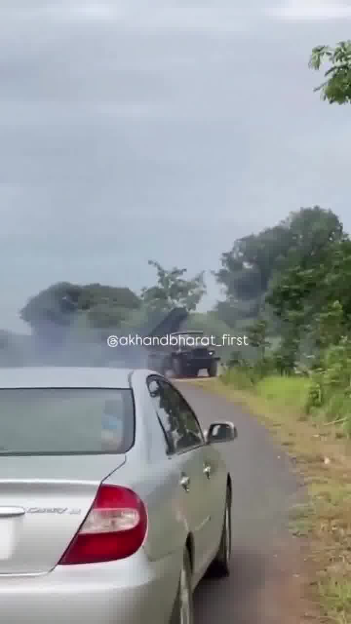 Footage showing a BM-21 Grad Multiple-Launch Rocket System (MLRS) with the Royal Cambodian Army firing this morning against position of the Thai Army on the border between Cambodia and Thailand