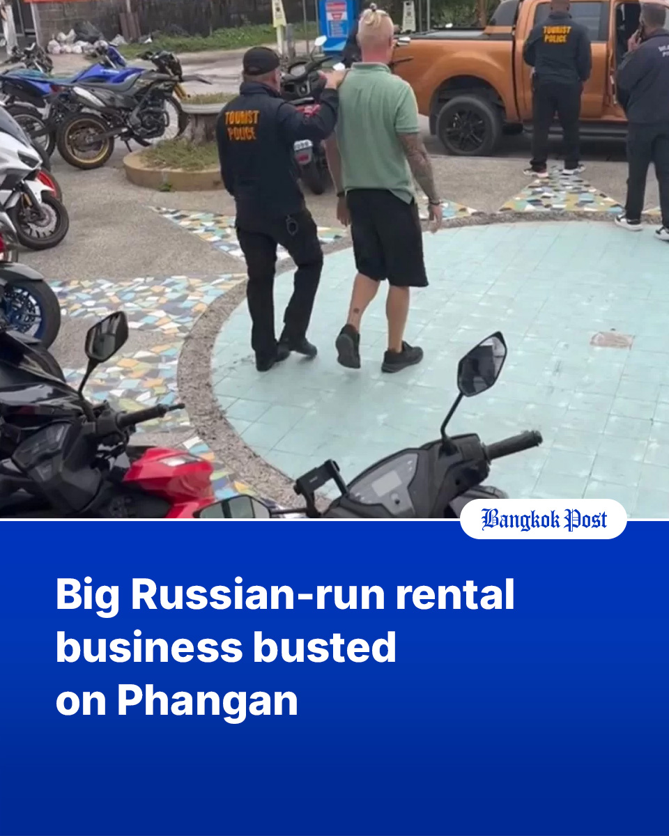 SURAT THANI — Police have raided a large Russian-owned vehicle rental company on Koh Phangan, seizing hundreds of motorbikes and cars and making seven arrests